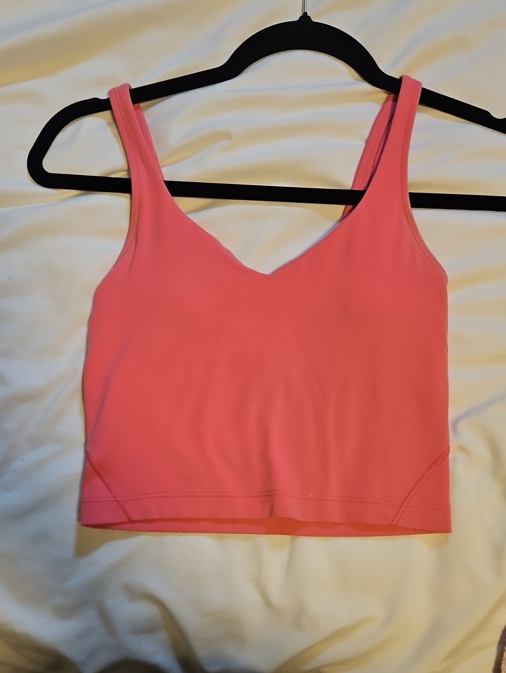Sleek Coral Pink V-Neck Crop Tank